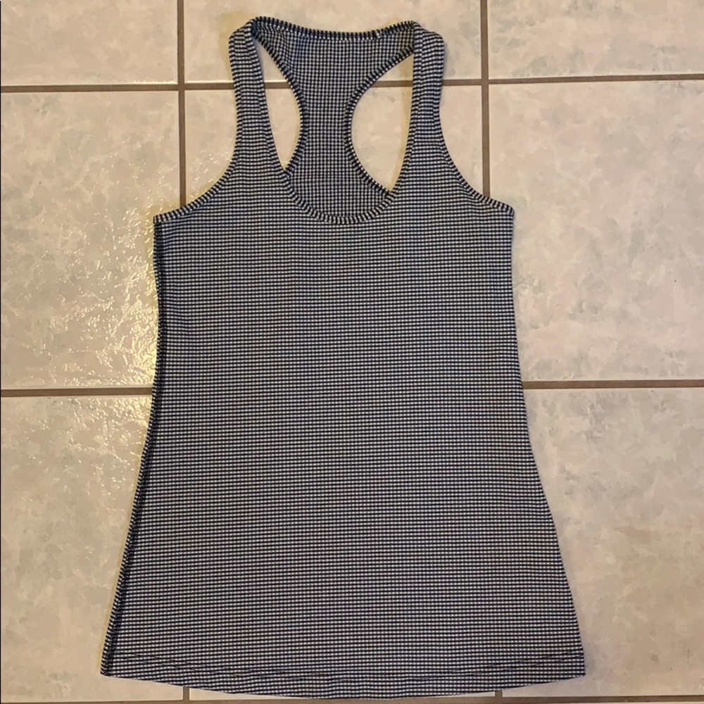 Lululemon Navy Gingham Racerback Tank Top  S 4 6